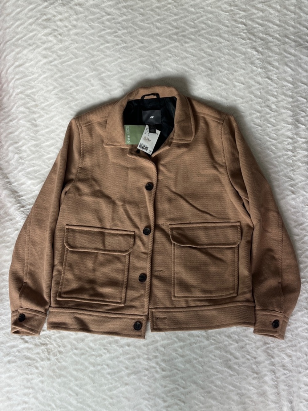H&M Men’s Tan Utility Jacket with Flap Pockets